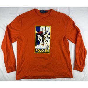 Polo Ralph Lauren Men's Orange Ski Graphic Print Crew-Neck Long Sleeve T-Shirt M